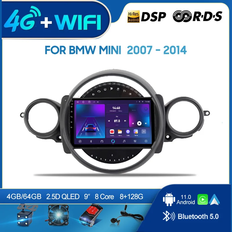 QSZN For BMW MINI COOPER R56 R60 07-14 2din Android 12.0Car Radio Multimedia Video Player GPS Navigation 4G Carplay Head unit