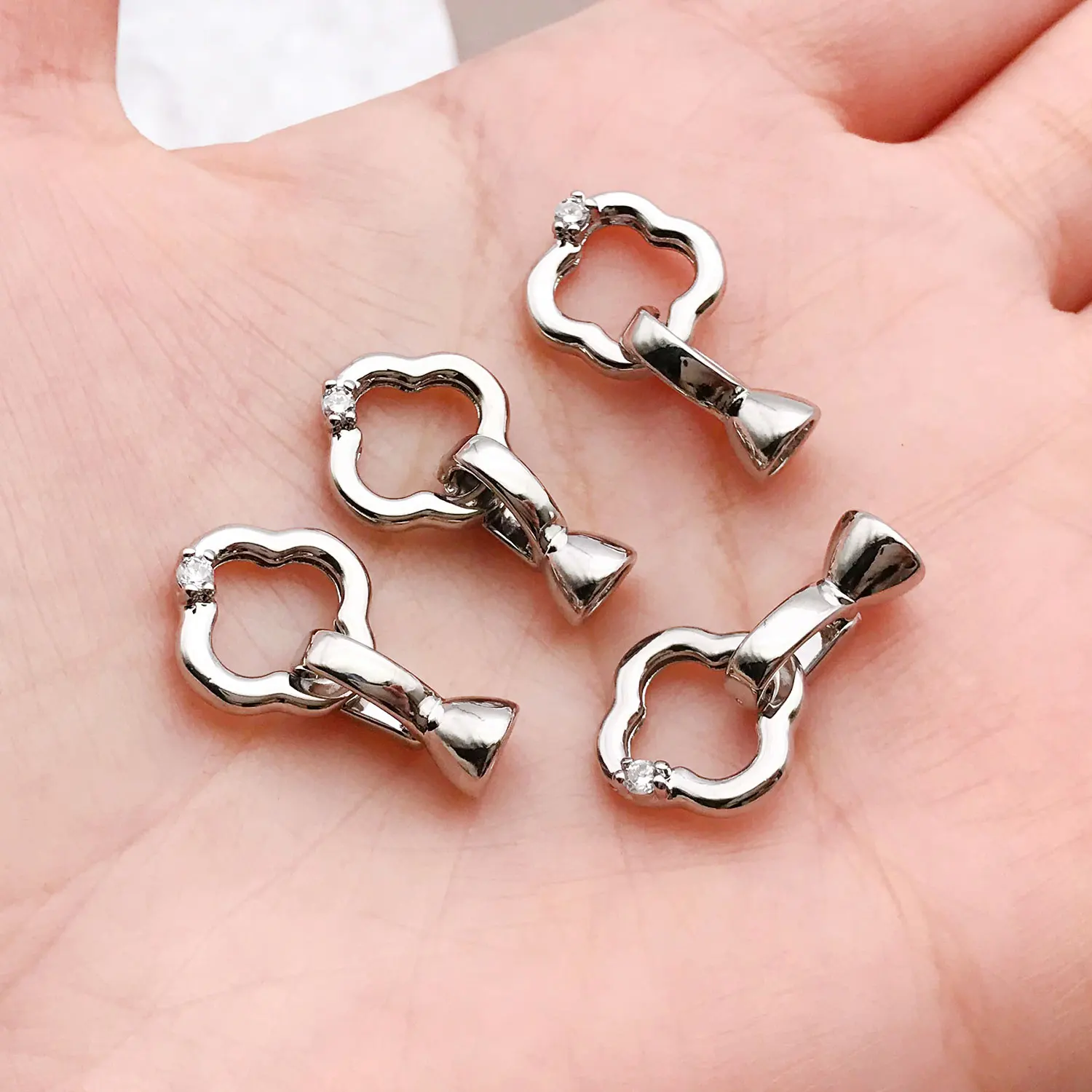 3/5pcs 18K Copper Plated Golden Clover Connecting Buckle, DIY Accessories