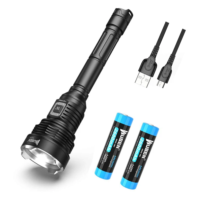 T101 High Lumens Torch XHP70.2 IP68 Waterproof Torch Rechargeable USB LED Flashlight