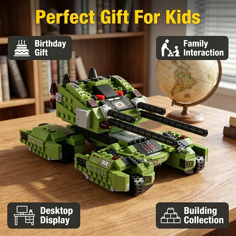 8 in 1 Tank Building Blocks Military Armored Vehicle Building Blocks Childrens Toys Birthday Christmas Gifts for Boys view 2