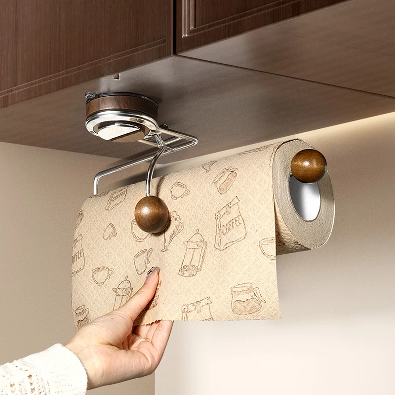 

Simple Suction Cup Kitchen Paper Towel Rack No Hole Cabinet Paper Holders Nordic Style Lazy Cloth Cling Film Hanging Rack