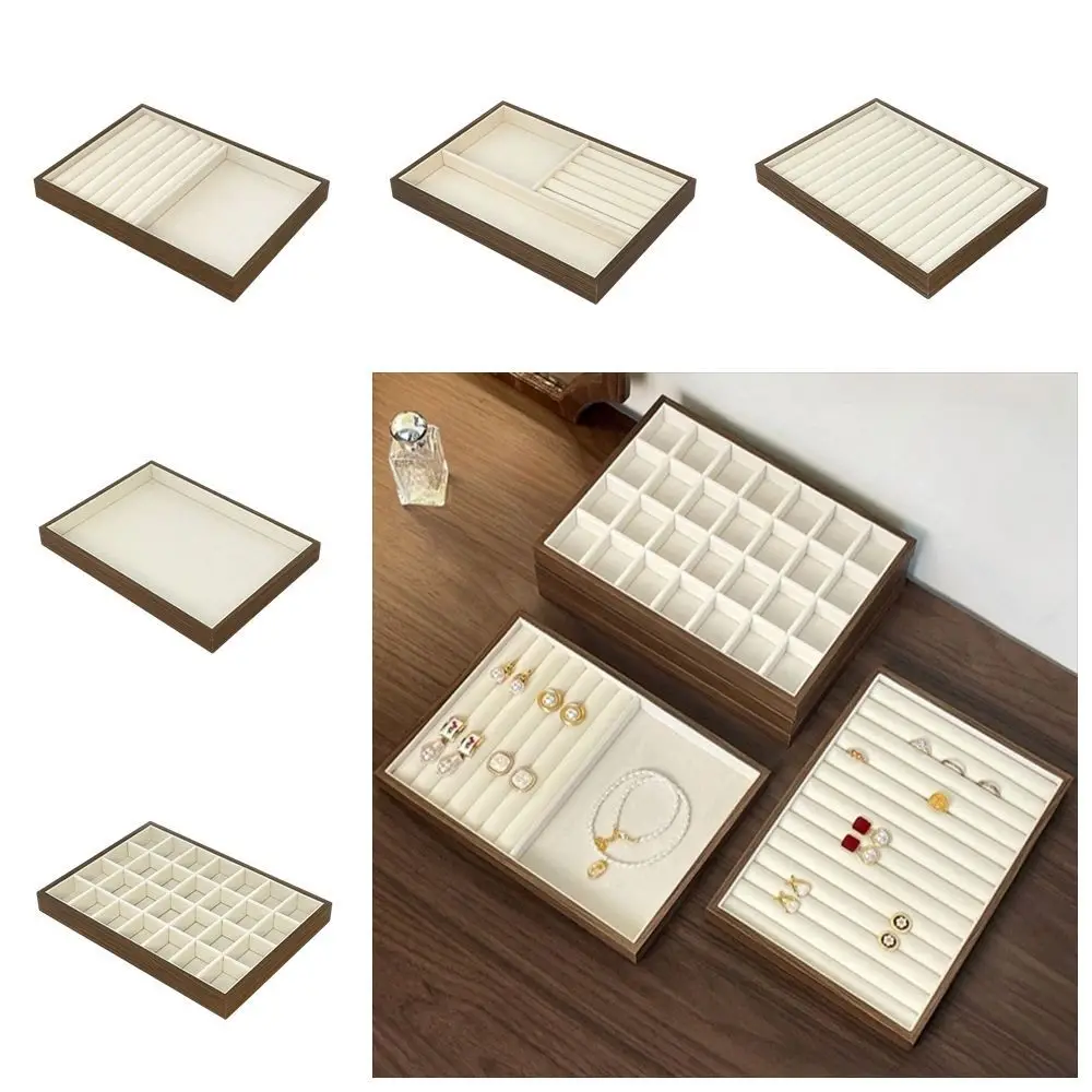 Stackable Walnut Wood Jewelry Box Retro Bracelet Grain Jewelry Tray Necklace Multifunctional Jewelry Organizer Home