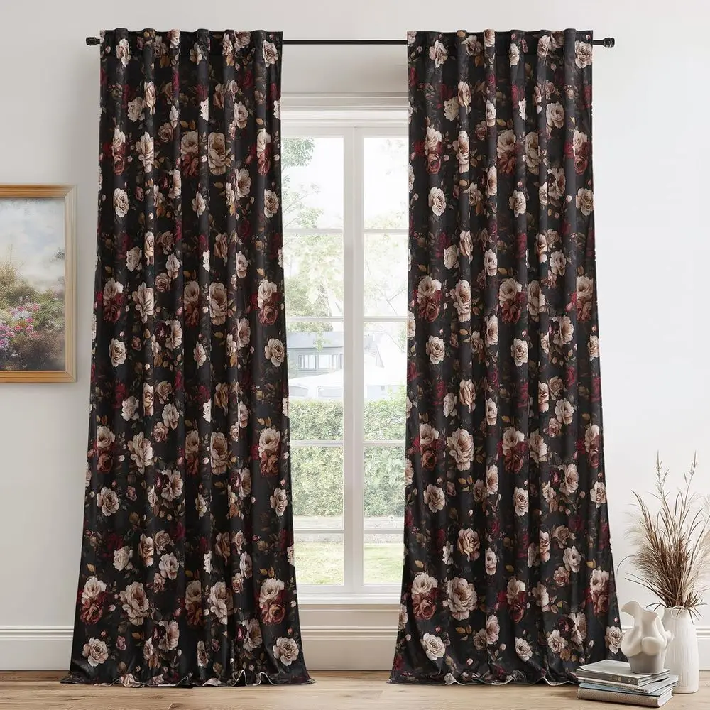 96 Floral Vintage Thermal Insulated Curtains, 50x96, 2-Panel Set for Home Privacy & Style