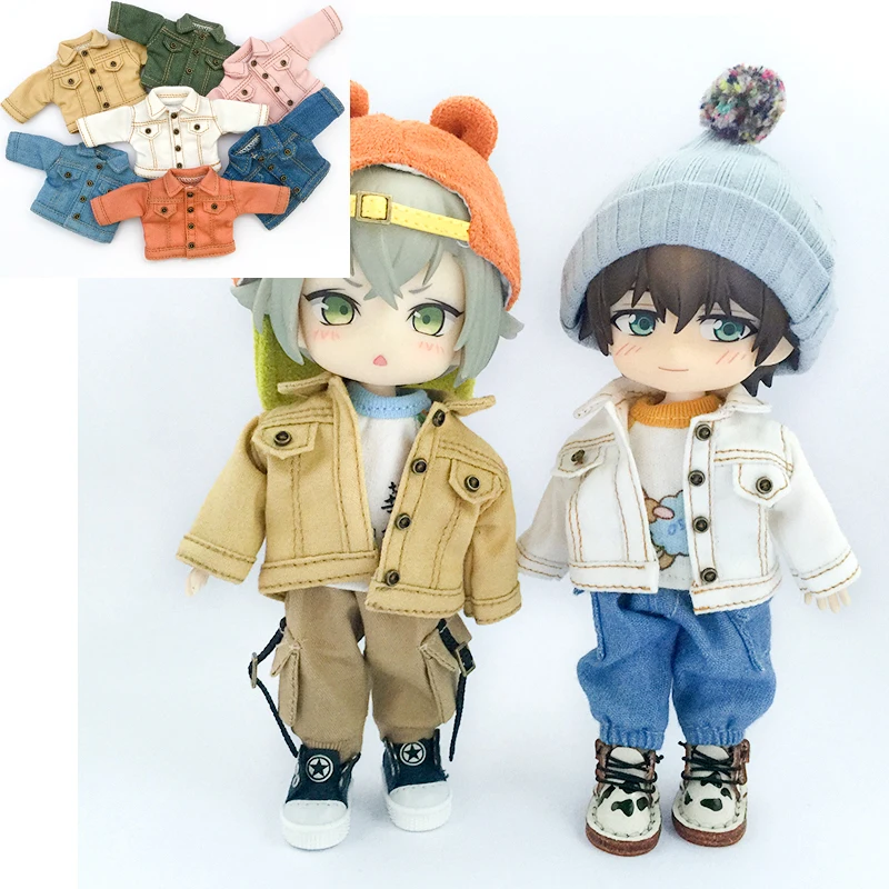 

D04-A219 children handmade toy 1:12 ob11 gsc bjd pd9 doll Accessories blue white yellow Multicolor Denim Jacket 1pcs