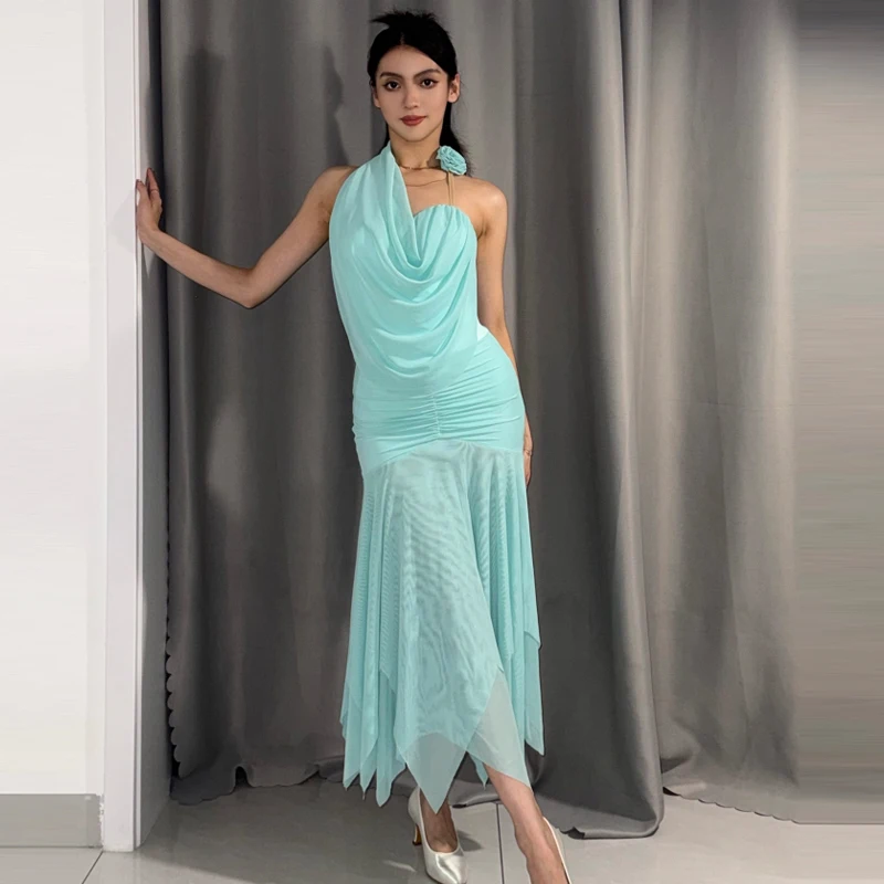 Adulti Rumba Costumi di danza latina Donne Valzer Sala da ballo Abiti da ballo Irregolare Gonna latina superiore Stage Practice Wear SL13618