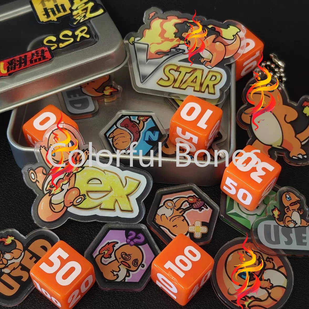 ポケモン-ptcg-ダメージインジケーターセット-ヒトカゲテーマダイス-vstar-マーカー-ex-ボードゲームアクセサリー-ポケモンプレイヤーとファン向け