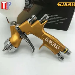 Tpaitlss Spray Gun G T Pro Painting Gun TE20/T110 1.3mm/1.8mm Nozzle Glod With Mixing Cup Water Based Air Spray Gun Airbrush