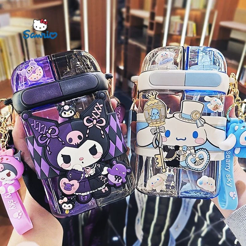 

80ml Hellokitty Melody Kuromi Lotso Water Cup Student Tritan Double Drinking Kettle Portable Water Bottle Birthday Gift