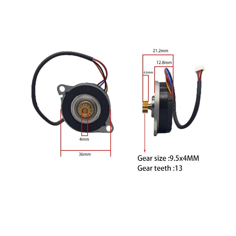 14HK0402 DC 12V 0.9 Degree 36mm Round Thin 2-Phase 4-Wire Stepper Motor 13T Metal Copper Pulley For surveillance camera