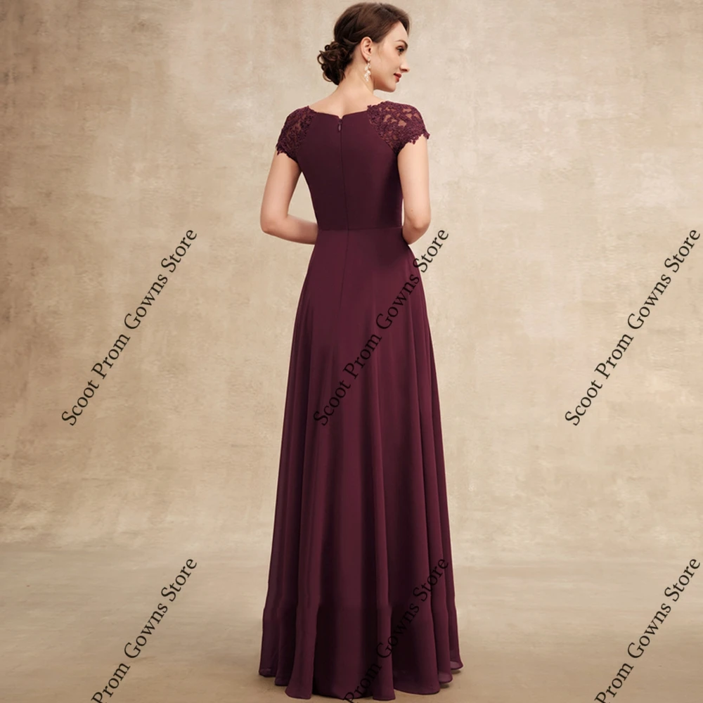 Vestidos para madre De novia color borgoña con gasa, vestidos De fiesta De boda De manga corta para mujer, novedad De verano 2025, bata De playa