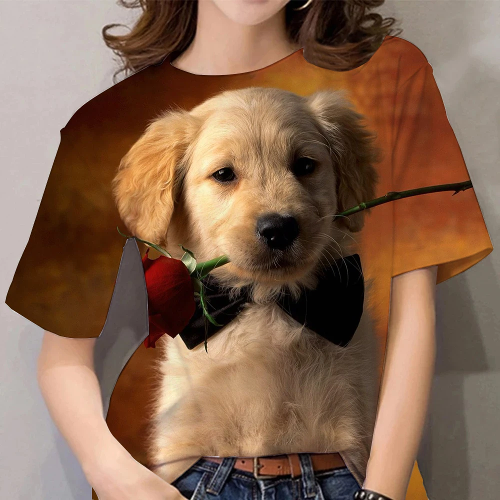 Dog Animal 3D Printed T-Shirts Woman T Shirt Ladies Fashion Casual Streetwear Oversized Tops Tees Women\'s Harajuku Y2k Clothing