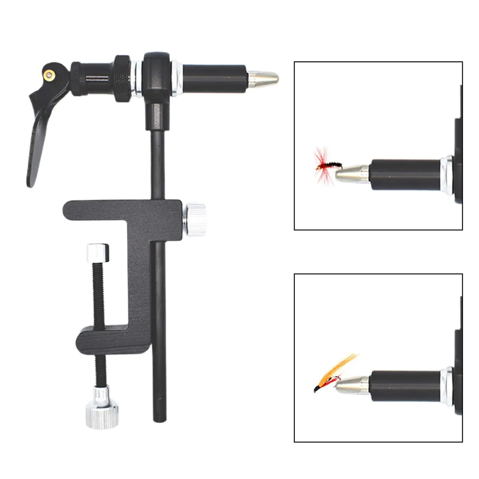 Rotary Fly Tying Vise Tools Aluminum Alloy C-clamp Rotating Hook Rotary Whip Finisher Bobbins Holder Fly Fishing Tackle Kit