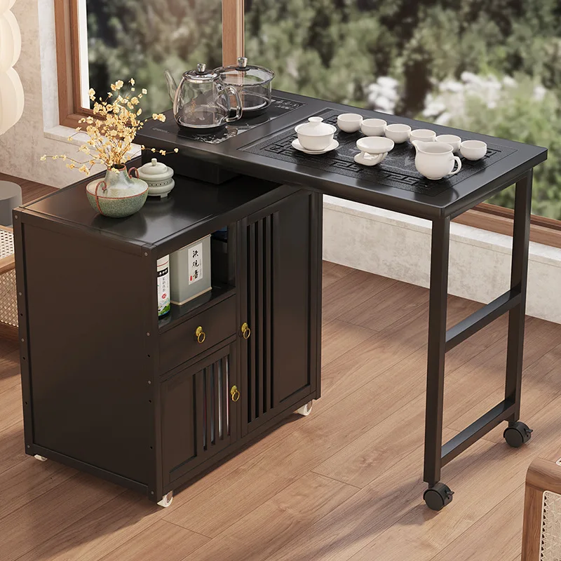 

Modern simple tea table combination balcony movable rotating Kung Fu tea making integrated household small apartment coffee