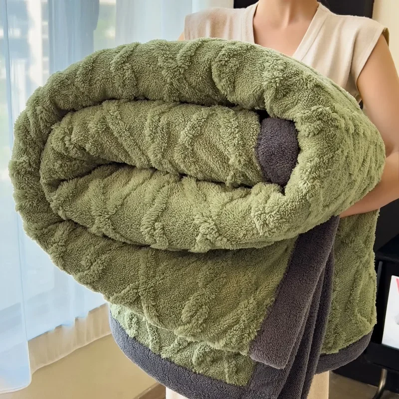 Double Layer Thick Tafu Fleece Blanket Autumn Winter Warm Plush Throws Blankets for Sofa Bed Soft Warmth Single Double Bedspread