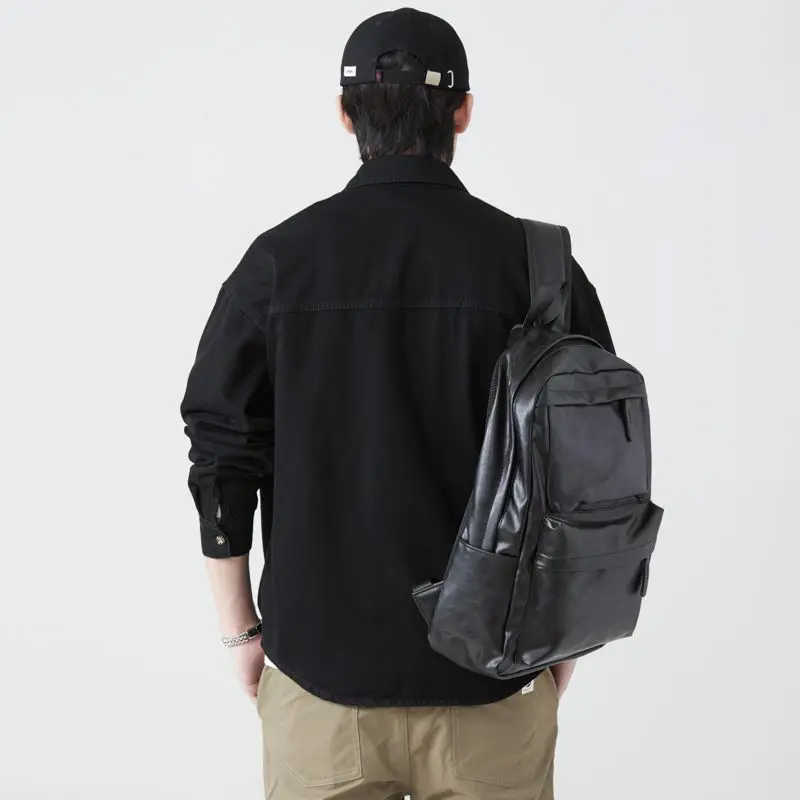 القطن الخالص الأدوات قمصان الرجال ربيع الخريف الشارع الشهير خمر موضة عادية فضفاض كم طويل أبلى البضائع سترة بلوزة جديد #3