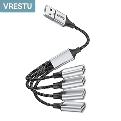 USB 분배기 어댑터 케이블, PC 노트북 키보드 마우스 플래시 디스크용, OTG 변환기, USB 익스텐션 전원 데이터 허브, 1 in 2 Out 3 4 포트