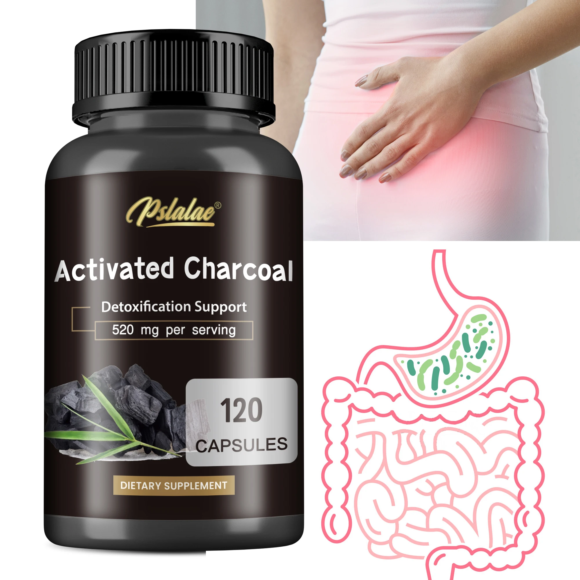 Activated Charcoal Capsules - Colon Cleansing, Supports Normal Bowel Function, Reduce Bloating, Speeds Up Metabolism