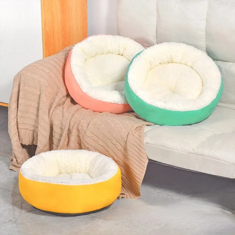 Comfortable Plush Pet Nest Round Cashmere Warm Cat Nest Comfortable Winter Without Fuel Without Electricity