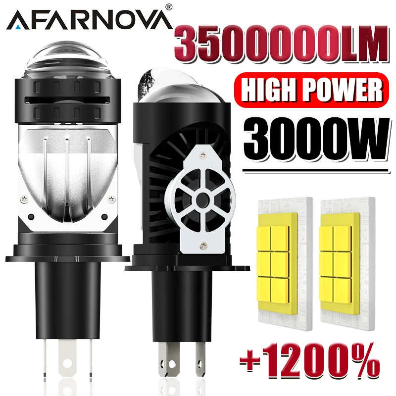 

Led H4 Projector Lens Headlights Canbus Turbo High-Power 3000W 3500000LM 6000K Led Bulb H4/9003/HB2 For Car&Motorcycle Plug&Play