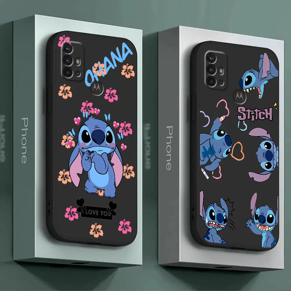 Disney Stitch Phone Case for Motorola Moto G32 G71 G72 G60 G30 G22 G31 G52 G53 G50 G51 G73 G60s Cover Cases Black Soft