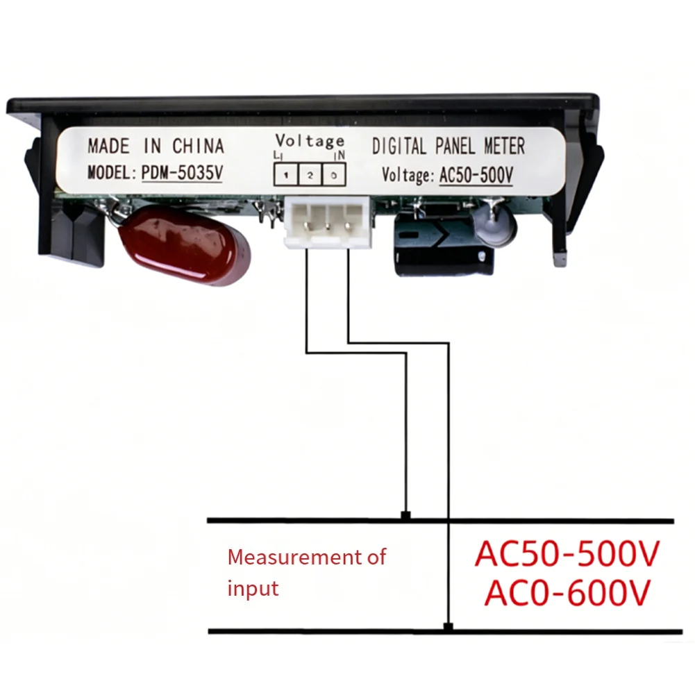 Compact Digital AC Voltmeter 50-500V for Tight Space Installation 74x40mm Embedded Mount Design with 68x38mm Cutout