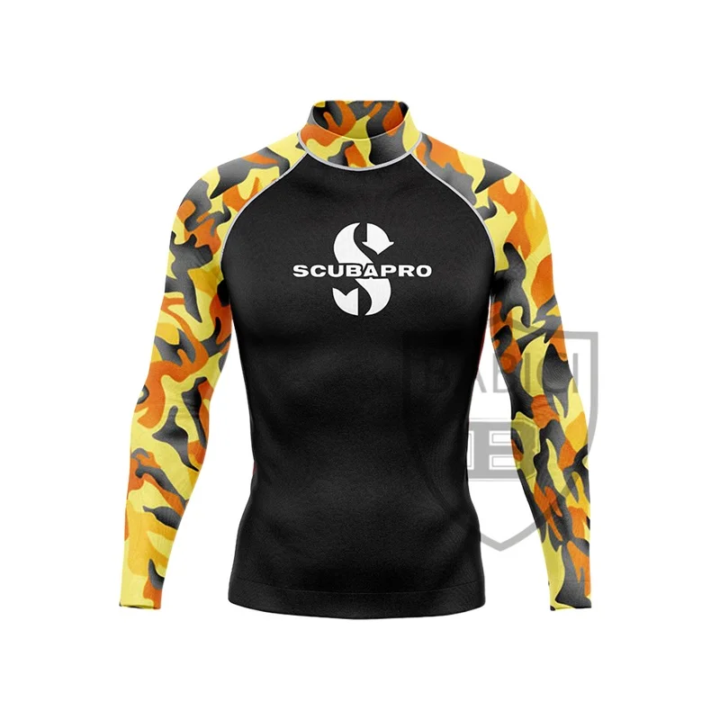 Camisetas de Surf para hombre, traje de baño de manga larga para Fitness, buceo, secado rápido, protección solar, Kit de playa