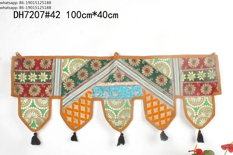 

Ручная вышивка золотой нить в стиле пэчворк, этническая ветровая дверная занавеска, горизонтальная подвесная таверна, украшение для проживания в семье