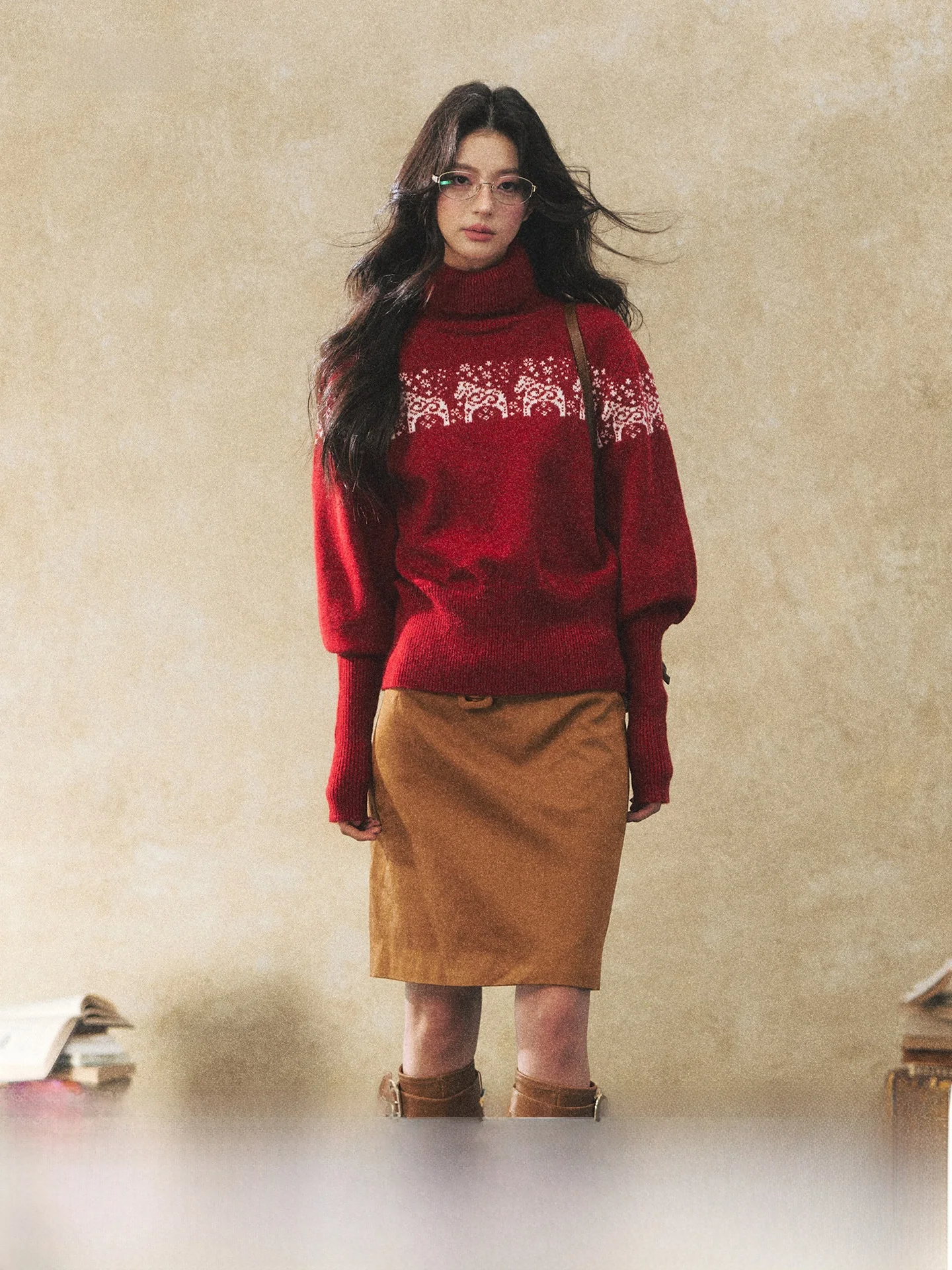 

7iftin Year Limited Original Design Two-color Knitted Sweater Winter Retro Cisas Lazy Long Sve Sweater