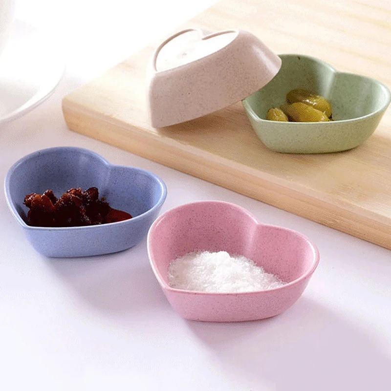 1PC Leaf Shape Seasoning Dish Sauce Plates Vinegar Salt Flavor Creative Wheat Multipurpose Kitchen Supplies Small Breakfast Dish