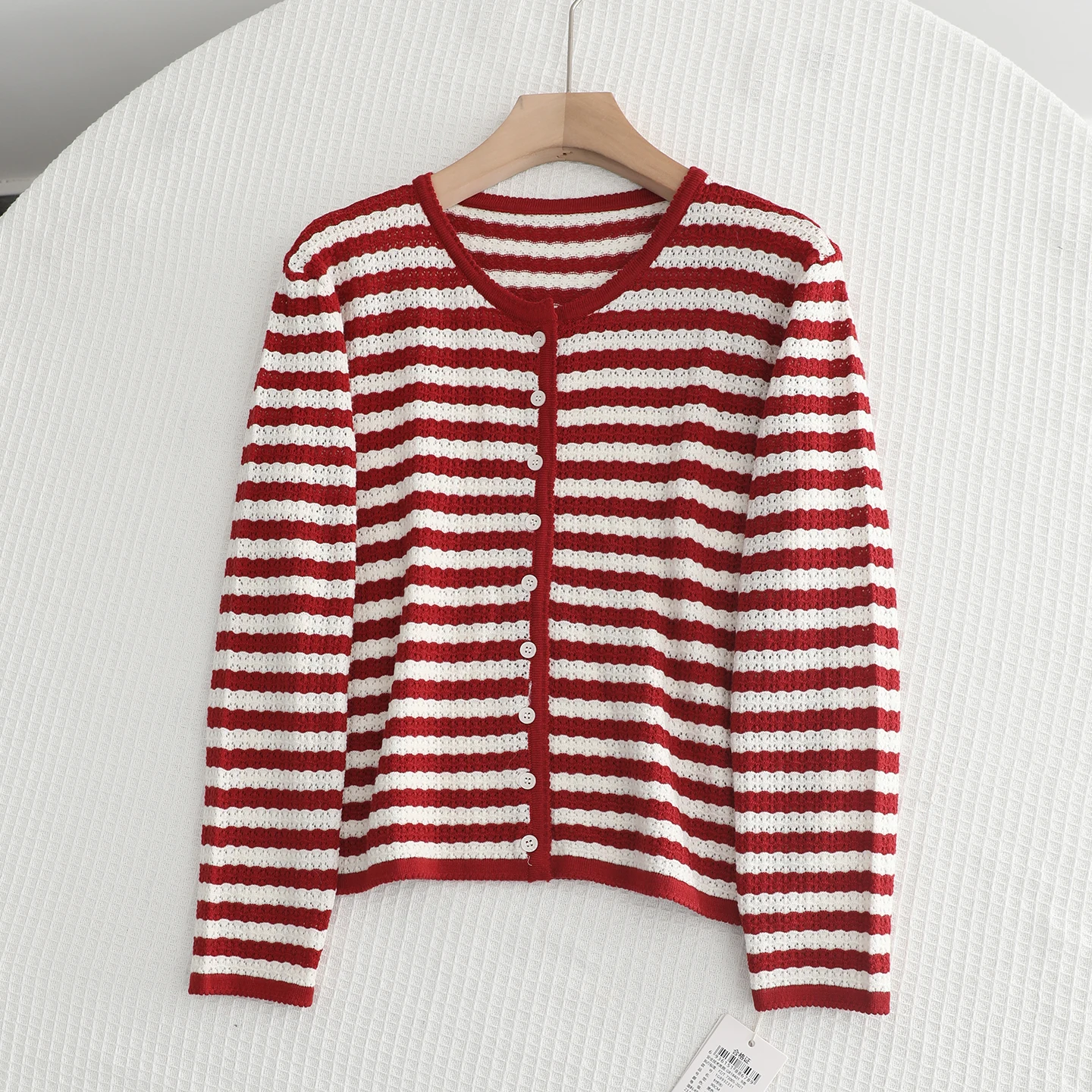 

Faionable Long Sve вязаный открытый кардиган женский с вырезом Embellied Svel свободный крой круглый свитер Ne