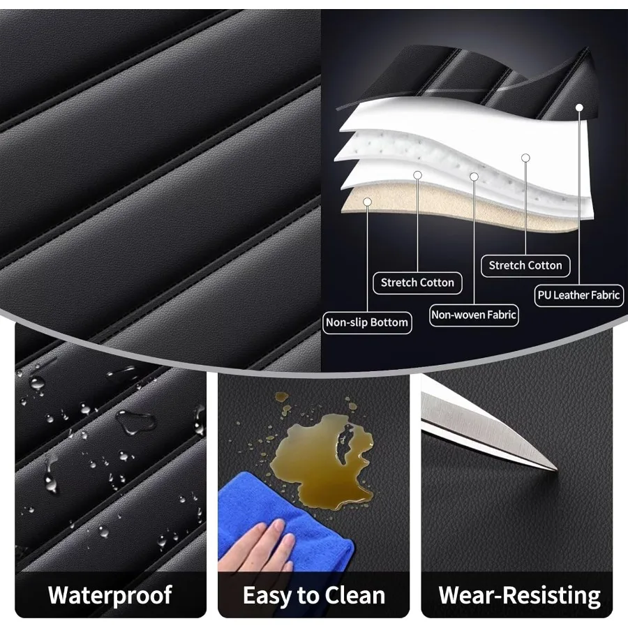 スバル フォレスター 2002-2025 2026年式対応 車用シートカバー フェイクレザー フルセット エアバッグ対応 防水シートクッション ブラック