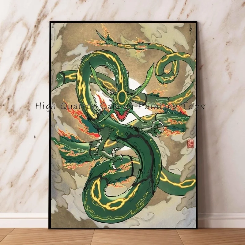 Peinture D'interconnexion D'art Mural,décor D'affiche De Pokemon Rayquaza Périphérique D'anime Décor De Chambre Moderne,image