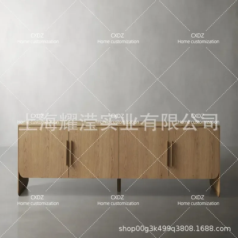 Nordic Solid Wood TV Cabinet Modern Simple Living Room Wabi Sabi Retro Floor Cabinet Log Color Medieval Style Storage Unit