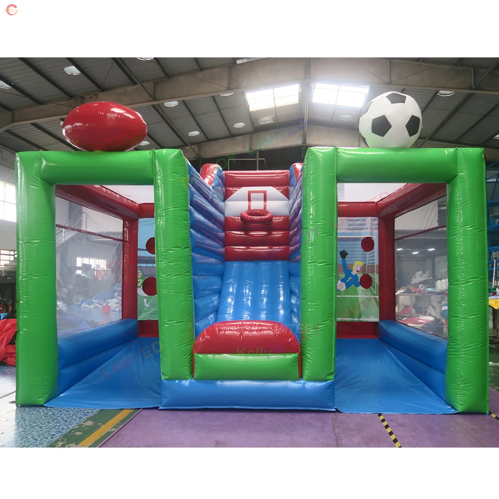 Comercial 3 em 1 bola de tiro inflável carnaval jogo brinquedos rugby objetivo futebol basquete jogar jogos infláveis da construção da equipe