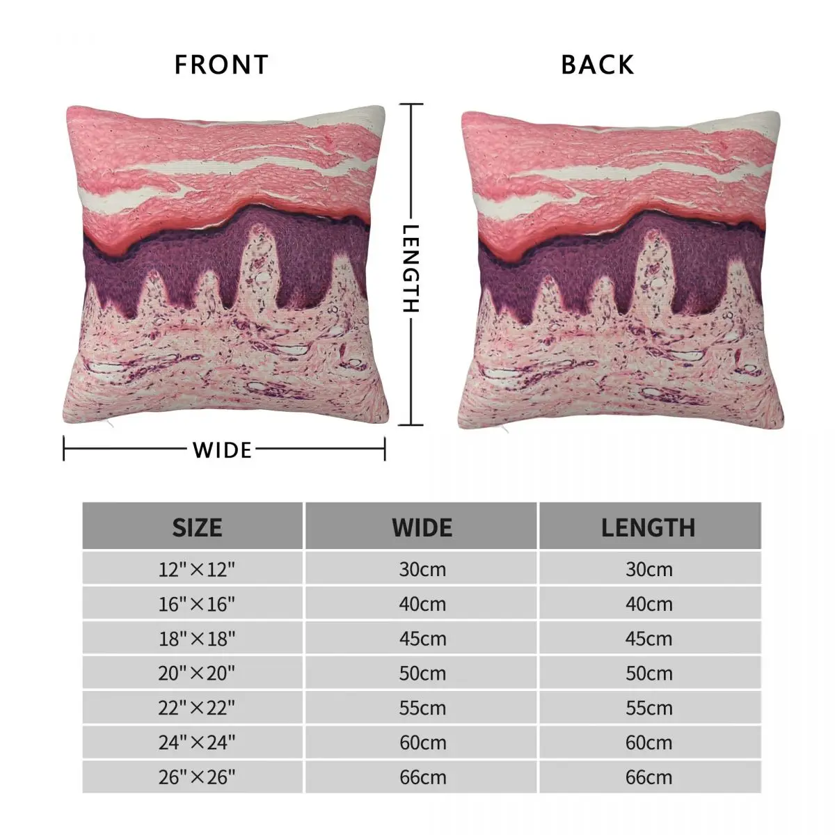 Human Skin With Sweat Glands Microscope Square Pillowcase Polyester Linen Velvet Pattern Zip Throw Pillow Home Cushion Cover 18