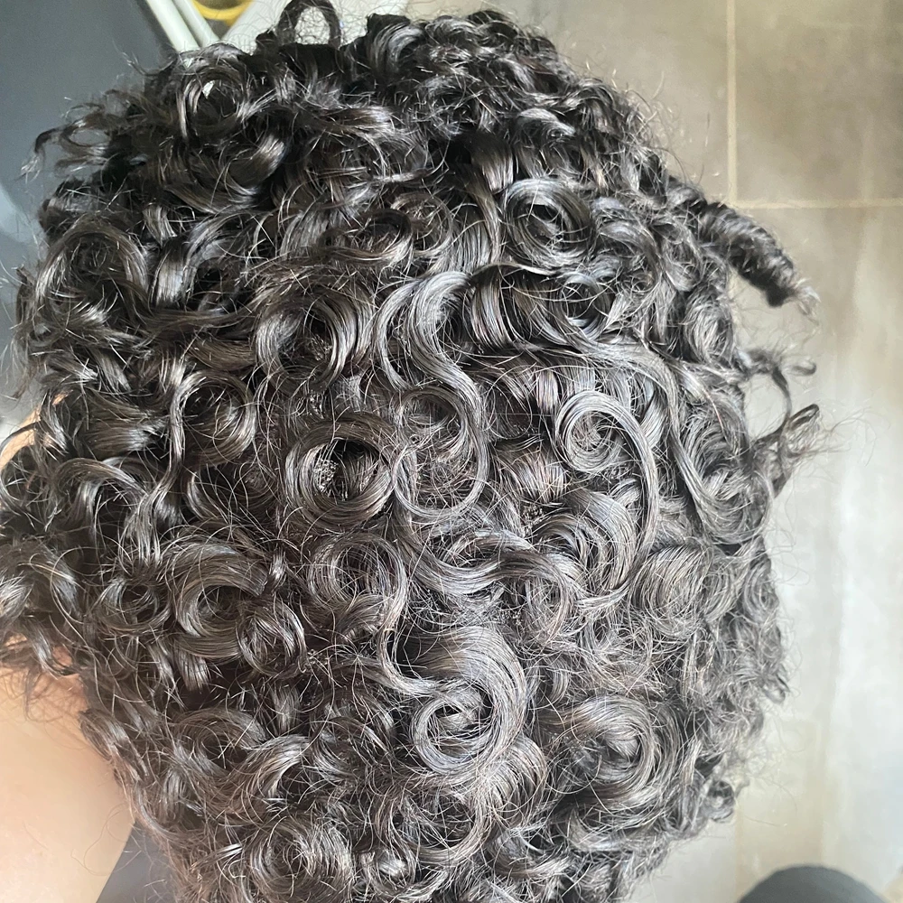 15 مللي متر 18 مللي متر 100% شعر الإنسان الأوروبي الذكور الشعر غير قابل للاكتشاف أحادية الاصطناعية الشعرية دائم غرامة أحادية أرخص قطع الشعر المجعد #4