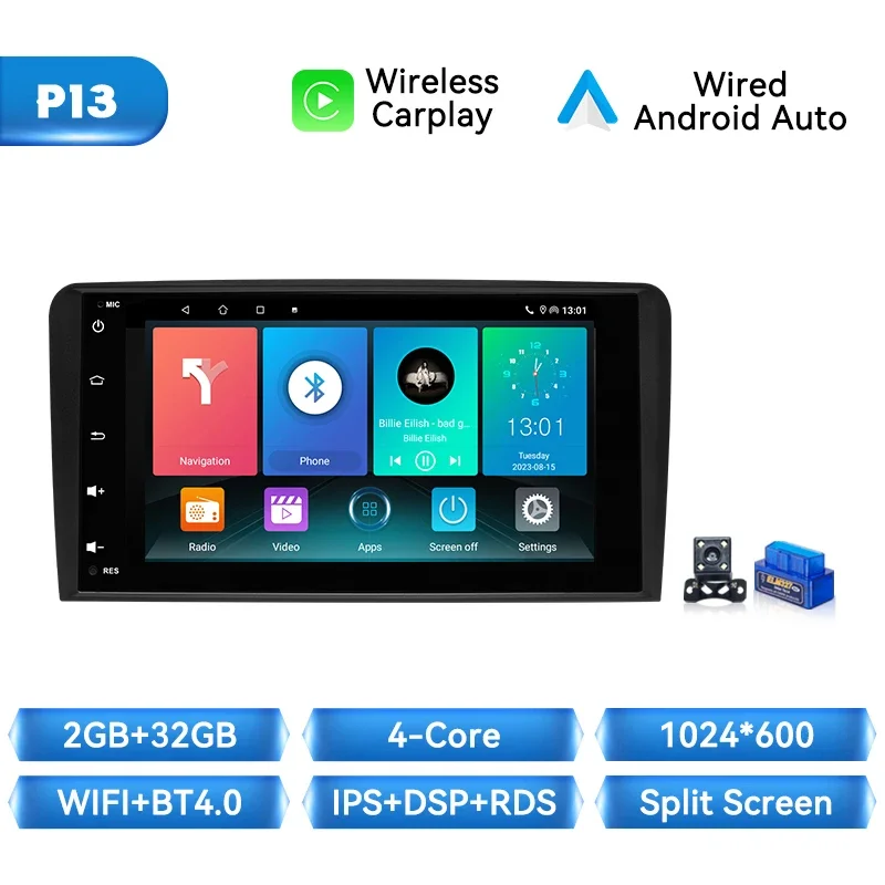 Xonrich Draadloze Carplay Auto Radio Autoradio Android 14 Voor Audi A3 8P 2003 - 2013 Ips Scherm Android Auto Stereo Met Bose Gps
