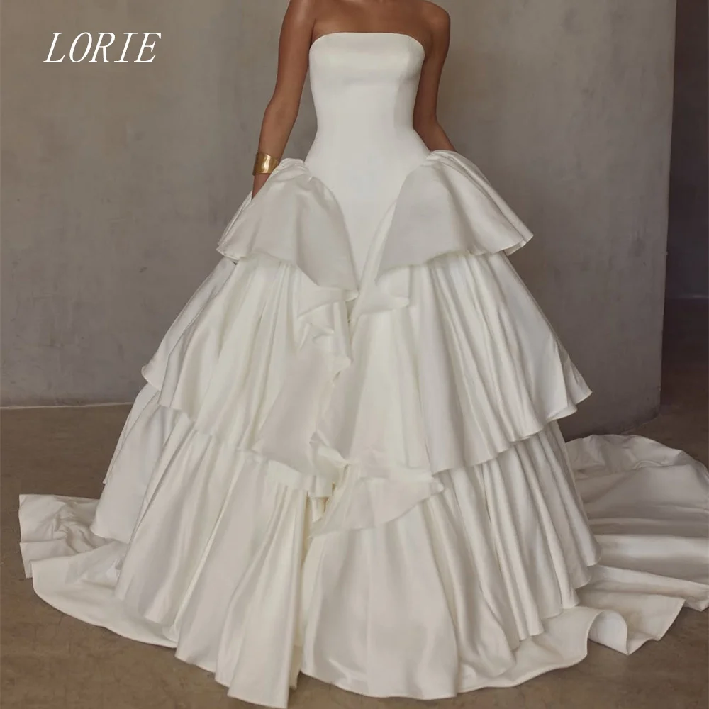 LORIE Luxury A Line Civil Wedding Dress Gala Strapless Bridal Dresses Tiered Cake Engagement Wedding Gown Customized 2026