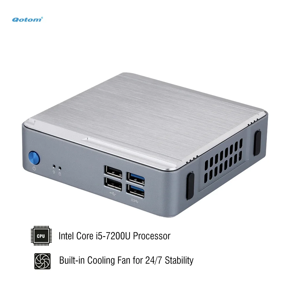 ViVaSQotom AI Mini PC I5-7200U 16GB RAM 512GB NVMe 2 LAN Ubuntu OpenClaw Pre-installed AI Agent Server Fan Cooling Aluminum Case