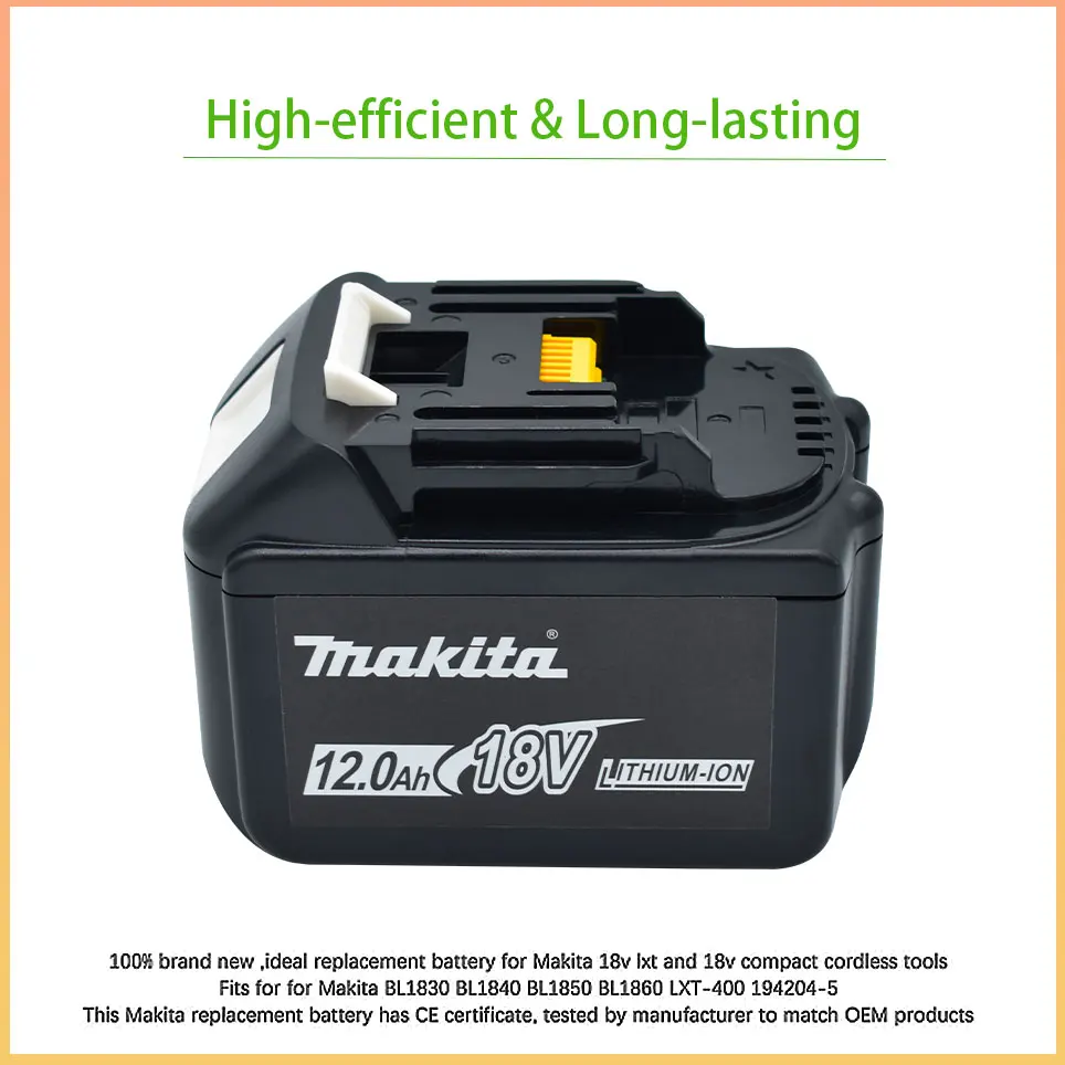 100% Makita Replacement 18V 12.0Ah Battery For BL1830 BL1830B BL1840 BL1840B BL1850 BL1850B rechargeable battery LED indicateur image 3