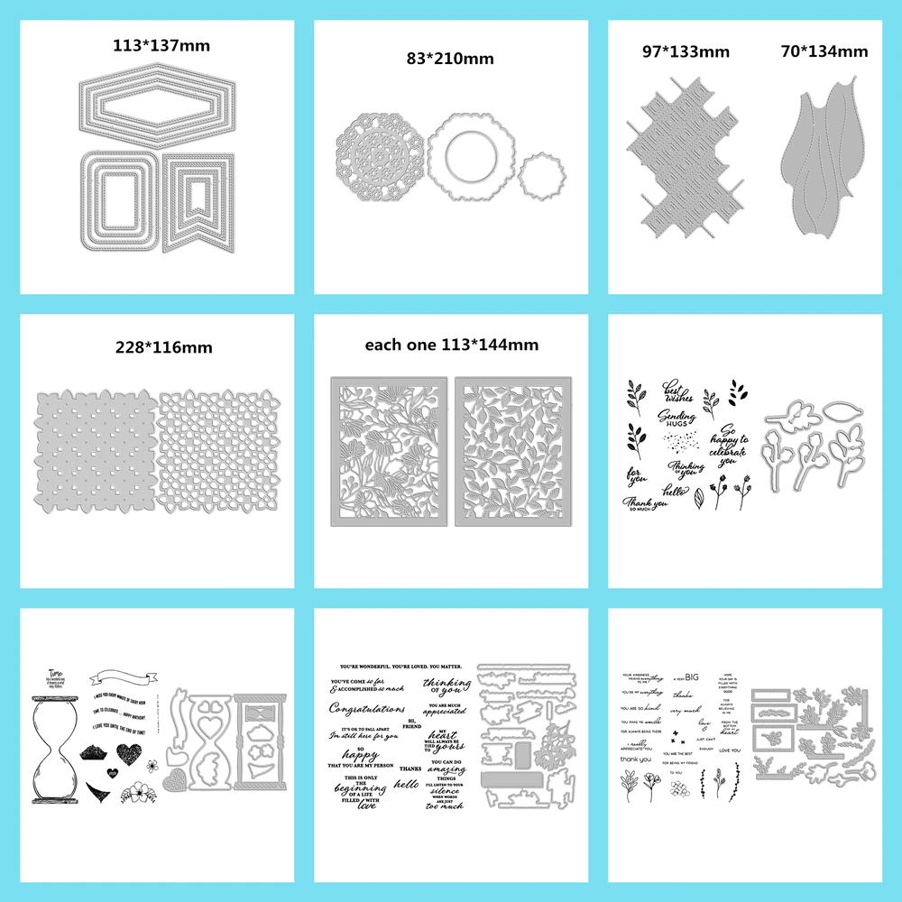 Hourglass Scenery Thinking of You Cutting Dies Clear Stamps Scrapbooking for Paper Making Frame Card Craft