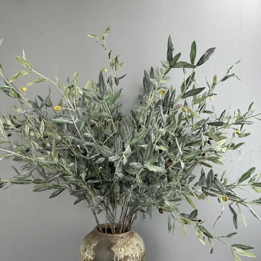 

Plastic Artificial Olive Branch Lifelike Handmade Craft Simulated Olive Leaf Plant with Fruit Artificial Greenery Table Settings