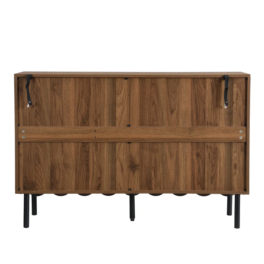 Modernes Sideboard aus Holz mit 120 x 35 x 80 cm großen, grifffreien, verstellbaren Regalen und Stauraum für Wohnzimmer, Flur und Esszimmer – Detail 20