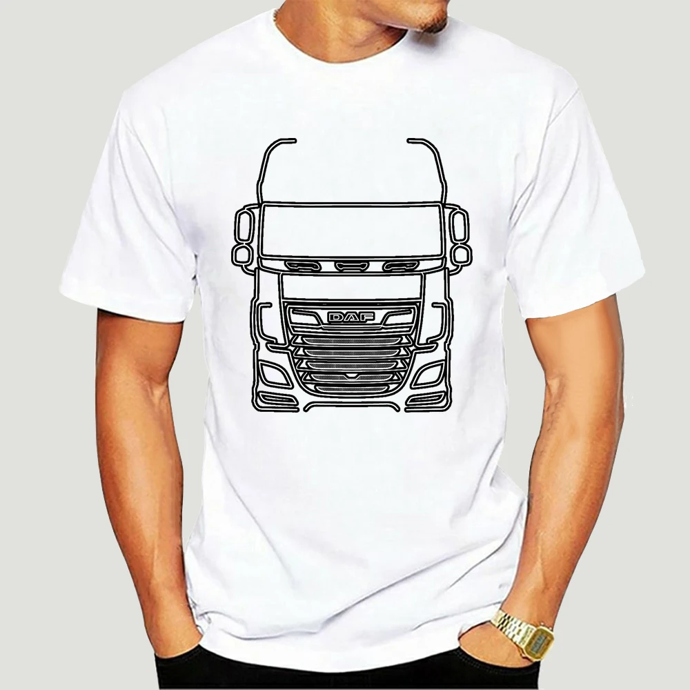 Men t-shirt DAF XF series truck outline graphic (white) tshirt Women t shirt 7739X