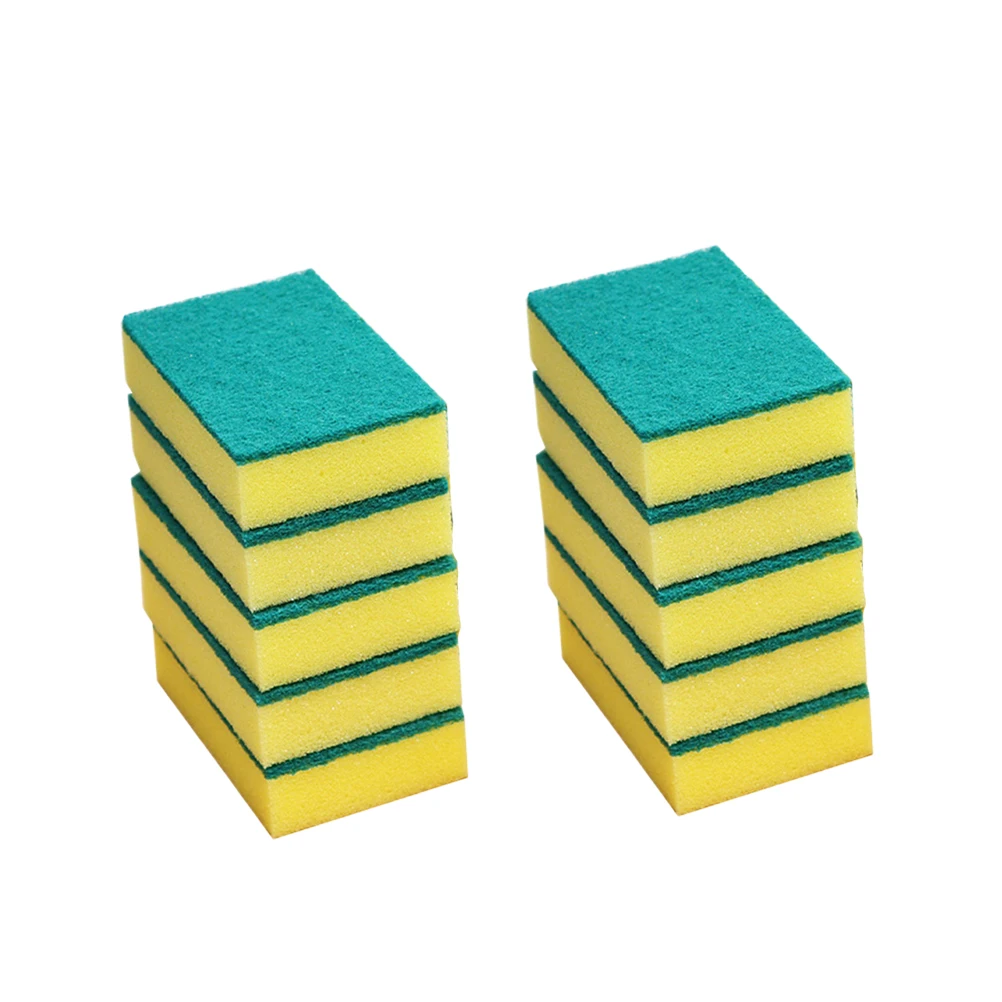 

10pcs Sponge Pads Durable Cleaning Sponges Cloths Dishwashing Brushes Kitchen Bathroom Powerful Effect Non Damaging