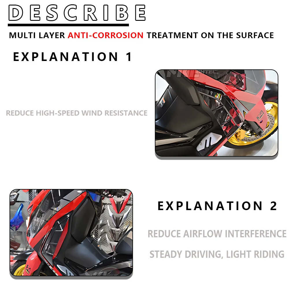 

MTKRACING Deflector For YAMAHA XMAX 2023-2025 x max Motorcycle Leg Guard Side Wing Windshield Fairing Air Deflectors Side Shield
