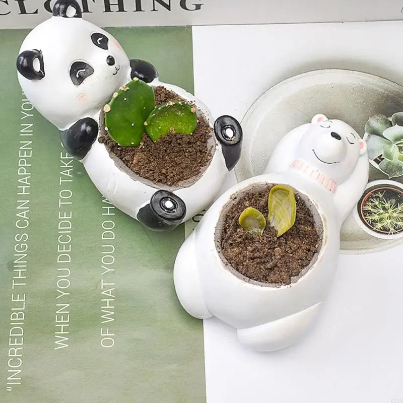 Kx4b لطيف الدب الباندا القالب سيليكون زهرة وعاء مزهرية القالب ديي الايبوكسي راتنج الراتنج العفن غجر الخرسانة العفن ديكورات