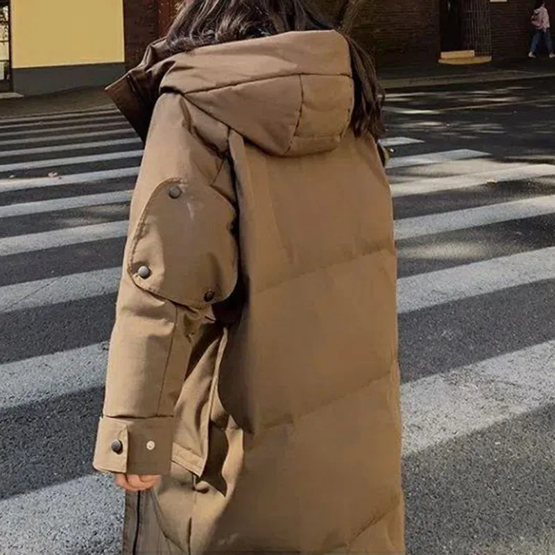 เสื้อกันหนาวผู้หญิงฤดูหนาวสบายๆสีทึบผู้หญิงลงเสื้อ 2025 สไตล์ใหม่คุณภาพสูงเป็ดสีขาวลงผู้หญิงลงเสื้อ h406