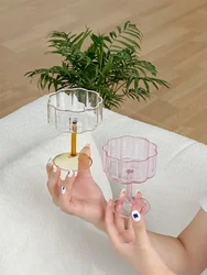 Petal Wine Glasses Nordic Crystal Glass Cocktail Goblet Transparent Champagne Cup Creative Light Luxury Retro Colorful Wine Cups