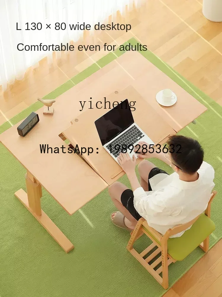 ABC 어린이 초등학생용 조절 가능한 책상 원목 가정용 책상과 의자 세트